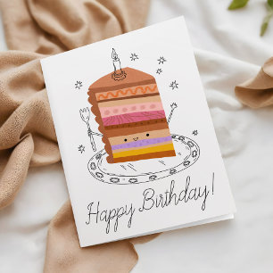 Süßer lächelnder Kuchenstück-Geschäft Geburtstag Karte