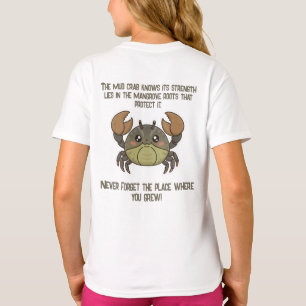 Süßer lächelnder Schlammkrabben-Charakter für Kind T-Shirt