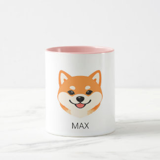 Süßer lächelnder Shiba Inu Hund mit individuellem Tasse