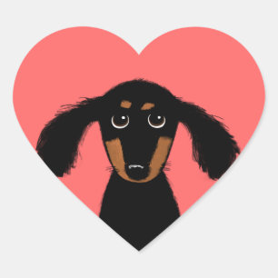 Süßer Langhaar-Dachshund-Welpe Herz-Aufkleber