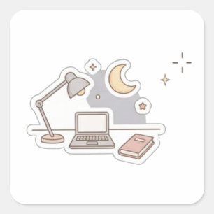 Süßer Laptop-Aufkleber fürs Studium Ästhetische Quadratischer Aufkleber