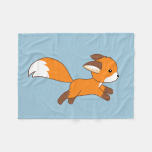 Süßer laufender Fuchs auf Blau Fleecedecke