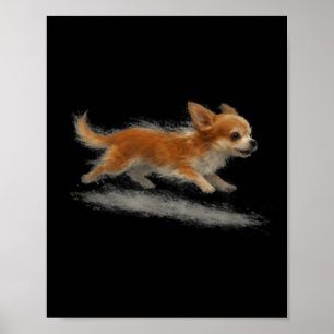 Süßer laufender Hund lustiger Chihuahua Laufkunst Poster
