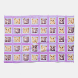 Süßer Lavendel Blaubeer Patchwork-Keksbär Geschirrtuch