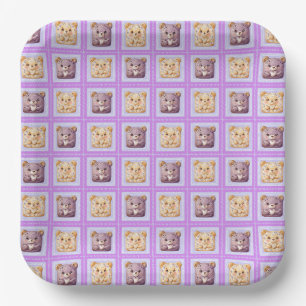 Süßer Lavendel Blaubeer Patchwork-Keksbär Pappteller