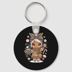 Süßer Lebkuchen-Leopard-Weihnachten-Xmas-Mädchen-F Schlüsselanhänger