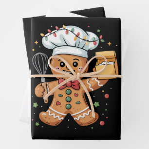 Süßer Lebkuchenmann Bäcker Weihnachten Koch Backen Geschenkpapier Set