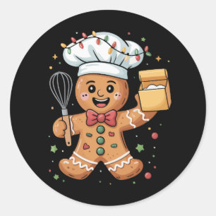 Süßer Lebkuchenmann Bäcker Weihnachten Koch Backen Runder Aufkleber