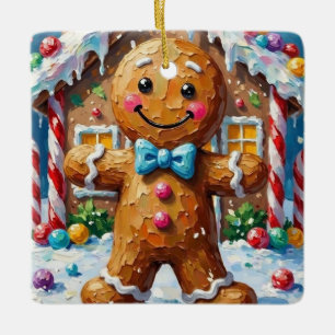 Süßer Lebkuchenmann Fröhliche Weihnachtsplätzchen- Keramikornament