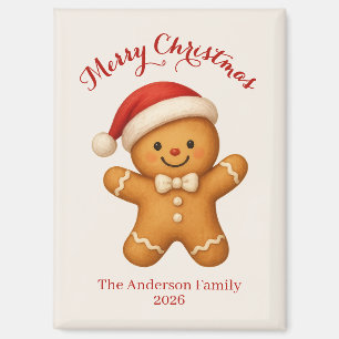 Süßer Lebkuchenmann mit Weihnachtsmannmütze - Magnet