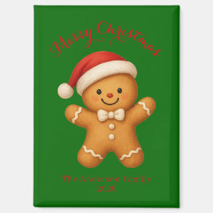 Süßer Lebkuchenmann mit Weihnachtsmannmütze -  Magnet