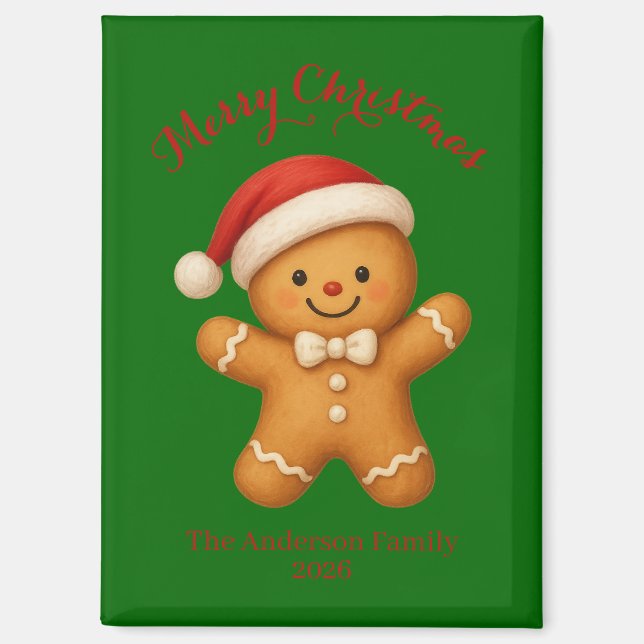Süßer Lebkuchenmann mit Weihnachtsmannmütze -  Magnet (Vorderseite)