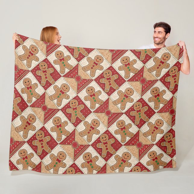 Süßer Lebkuchenmann-Patchwork-Muster-Stil Fleecedecke (Beispiel)