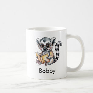 Süßer Lemur liest ein Buch Custom Kaffeetasse
