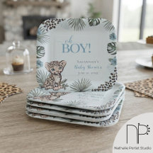 Süßer Leopard Jungtier Blau Baby Shower