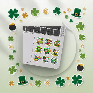 Süßer Leprechaun-Regenbogen-St.-Patrick's-Day-Set Aufkleber