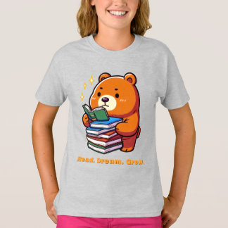 Süßer lesender Bär mit Büchern Kawaii T-Shirt