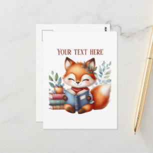 Süßer lesender Fuchs anpassbar  Postkarte