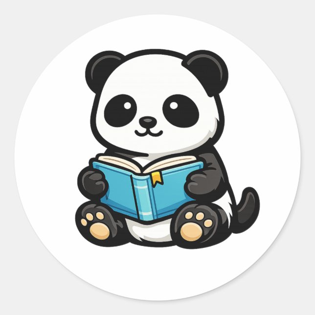 Süßer lesender Panda Kawaii Aufkleber (Vorderseite)