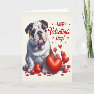 Süßer lieber Bulldoggenhund Frohen Valentinstag Feiertagskarte