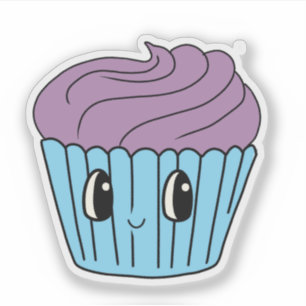 Süßer lila Cupcake-Aufkleber aus Vinyl Aufkleber