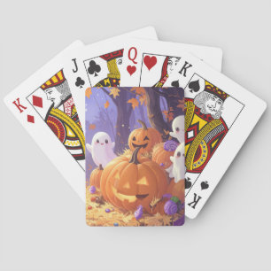 Süßer lila Halloween-Schreck Spielkarten