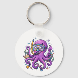 Süßer lila Oktopus-Schatzsucher Schlüsselanhänger
