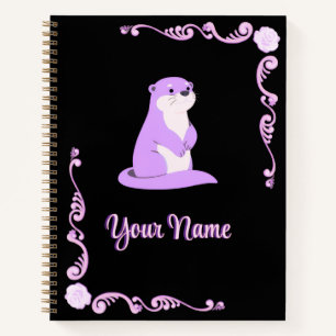 Süßer lila Otter dunkle florale Ästhetik Rahmen Notizbuch