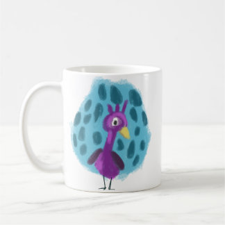 Süßer lila Pfau abstraktes Blattmuster Kaffee Kaffeetasse