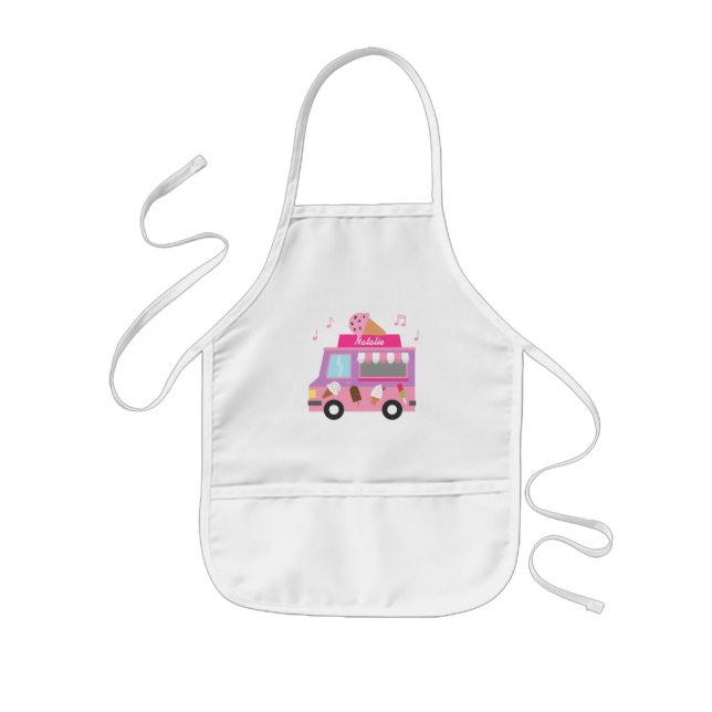 Süßer lila rosa Eiscreme-LKW für Mädchen Kinderschürze (Vorne)
