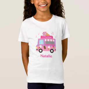Süßer lila rosa Eiscreme-Wagen für Mädchen T-Shirt