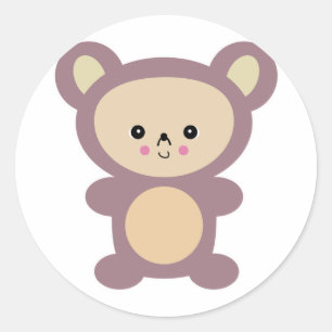 süßer lila Teddybär Runder Aufkleber