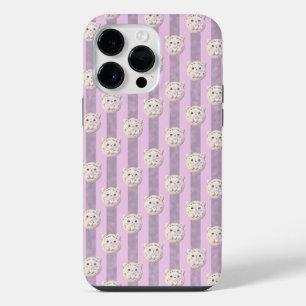Süßer lila Teddybär und Streifen iPhone 14 Pro Max Hülle