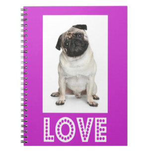 Süßer Love Pug Welpe Lila Notizbuch / Tagebuch