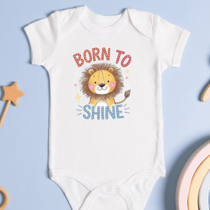 Süßer Löwe "Born to Shine" Baby Strampler