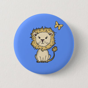 Süßer Löwe und Schmetterling Pinback Button