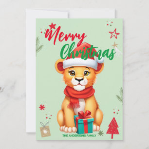 Süßer Löwe Weihnachtsmann Weihnachten Feiertag Fam
