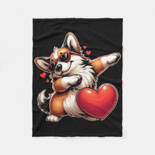 Süßer Lustiger Cooler Corgi Hund Dabbing Herz Vale Fleecedecke