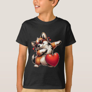 Süßer Lustiger Cooler Corgi Hund Dabbing Herz Vale T-Shirt