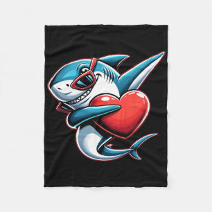 Süßer lustiger cooler Hai Dabbing Herz Valentinsta Fleecedecke