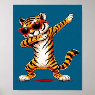 Süßer lustiger Dabbing-Tiger mit Sonnenbrille Poster