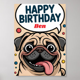 Süßer lustiger Mops-Hund Alles Gute zum Geburtstag Poster