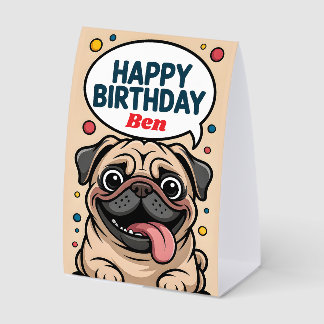 Süßer lustiger Mops-Hund Alles Gute zum Geburtstag Tischaufsteller