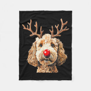 Süßer lustiger Rentiere-Santa-Goldendoodle-Weihnac Fleecedecke
