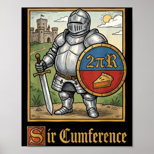 Süßer lustiger Sir Cumference mittelalterlicher Ri Poster