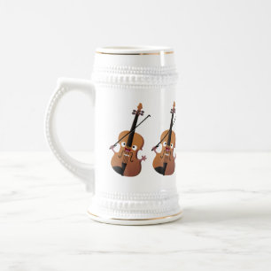 Süßer lustiger Violinmusik-Cartoon-Charakter Bierglas