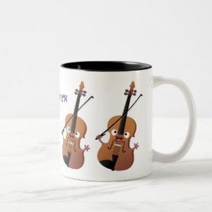 Süßer lustiger Violinmusik-Cartoon-Charakter Zweifarbige Tasse