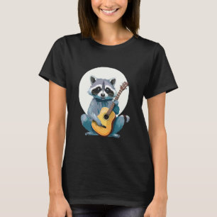 Süßer lustiger Waschbär spielt Gitarre Rock N Roll T-Shirt