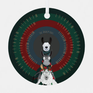 Süßer lustiger Winter Esel, Lama und Schaf Ornament Aus Metall