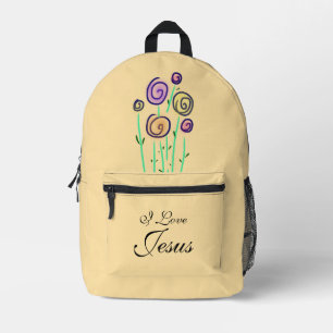 Süßer Lutscher-Blumen-Ich liebe Jesus-Gelb Bedruckter Rucksack